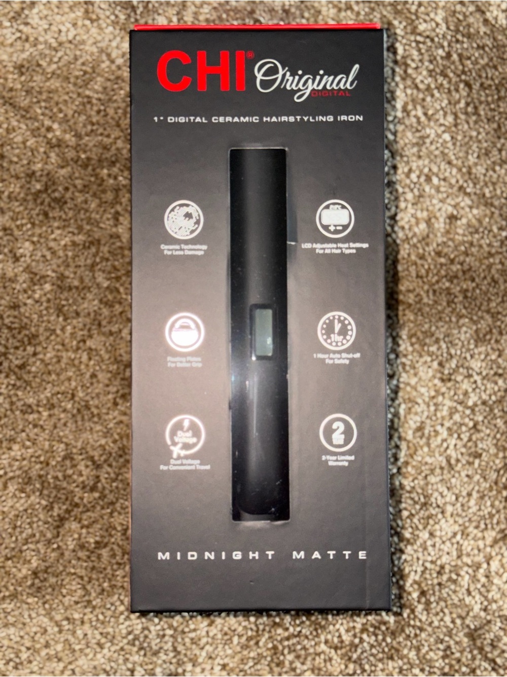 CHI Original Midnight Matte 1" Digital Ceramic Hairstyling Iron - Black